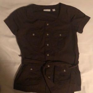Brown button down with belt